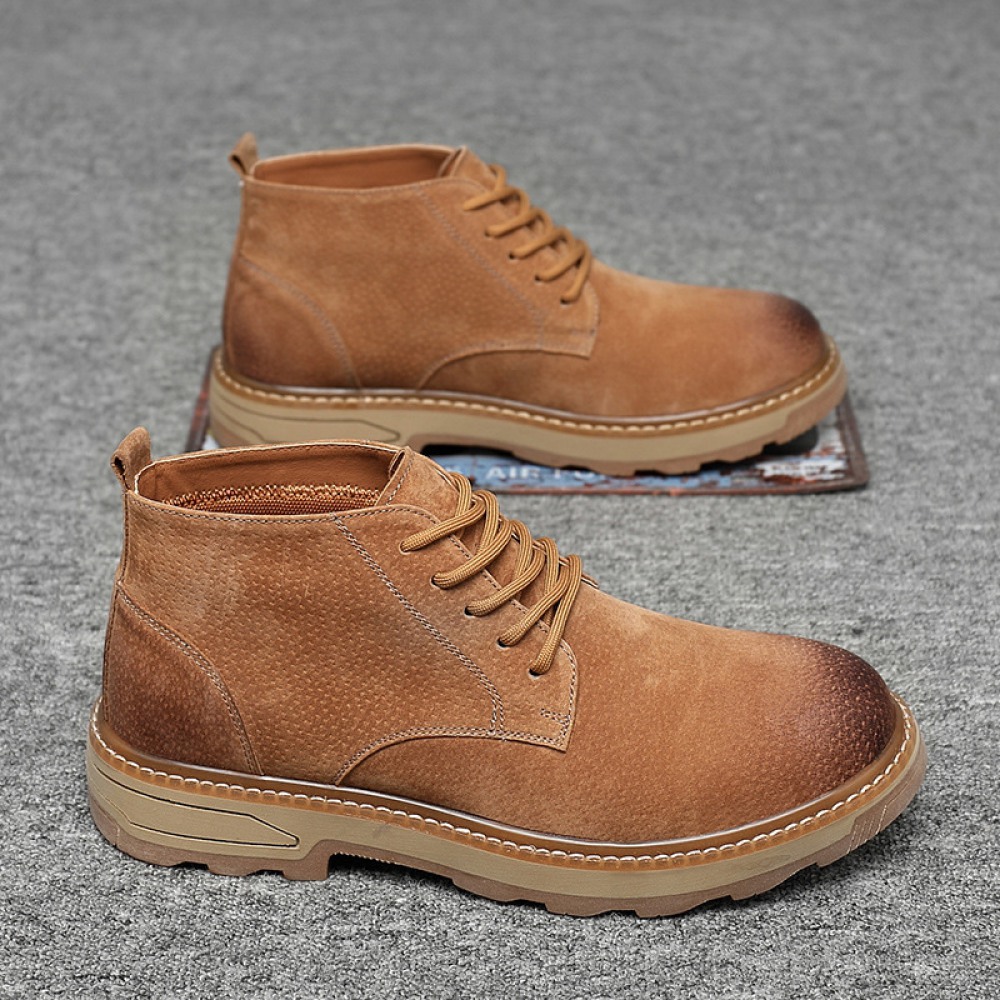 Men's Winter New Leather Martin Boots High-Top Tooling Shoes