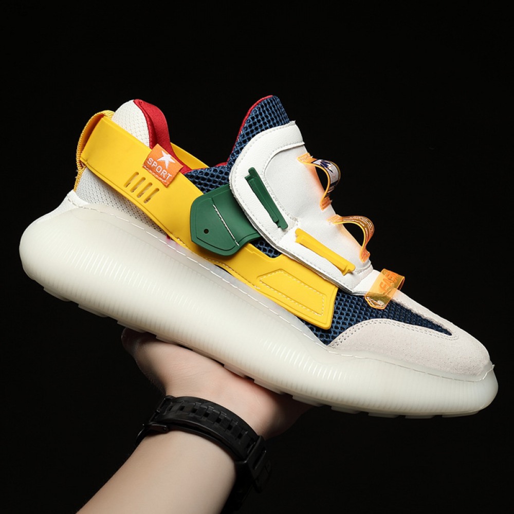 Thick-Soled Men's Summer Breathable Soft Mesh Sports Casual Shoes Trendy Colorful